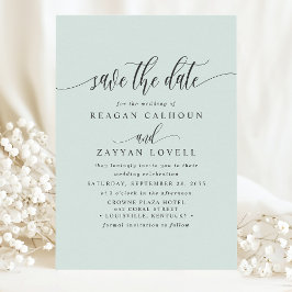 Pastel Mint Elegante Kalligraphie Save the Date