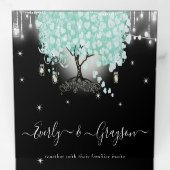 Pastel Mint Green auf Black Heart Leaf Hochzeit Dreifach Gefaltete Einladung (Innen Erste Seite)