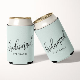 Pastel Mint Green Bridesmaid Modernes Script Dosenkühler