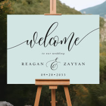 Pastel Mint Green Calligraphy Wedding Willkommen