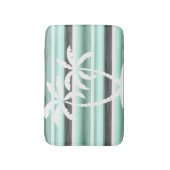Pastel Mint Green Grau Wasserfarbe Muster Streifen Badematte (Vorderseite Vertikal)