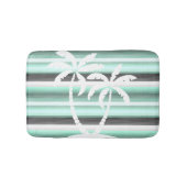 Pastel Mint Green Grau Wasserfarbe Muster Streifen Badematte (Vorderseite)
