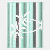 Pastel Mint Green Grau Wasserfarbe Muster Streifen Fleecedecke (Vorderseite)
