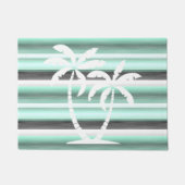 Pastel Mint Green Grau Wasserfarbe Muster Streifen Fußmatte (Vorderseite)