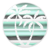 Pastel Mint Green Grau Wasserfarbe Muster Streifen Keramikknauf (Vorderseite)