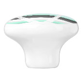 Pastel Mint Green Grau Wasserfarbe Muster Streifen Keramikknauf (Seitenansicht)