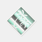 Pastel Mint Green Grau Wasserfarbe Muster Streifen Serviette (Ecke)