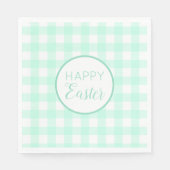 Pastel Mint Green Happy Oaster Kariertes Muster Serviette (Vorderseite)