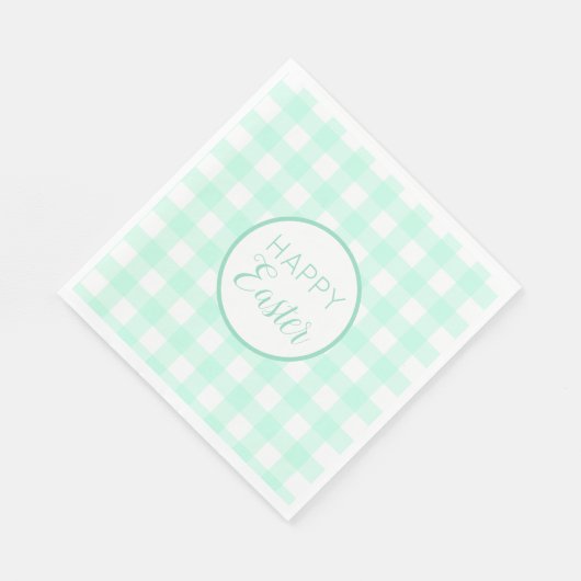 Pastel Mint Green Happy Oaster Kariertes Muster Serviette (Ecke)