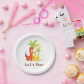 Pastel Mint Green Lasse Roar Dinosaur Party Pappteller (Party)