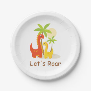 Pastel Mint Green Lasse Roar Dinosaur Party Pappteller