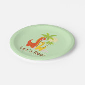 Pastel Mint Green Lasse Roar Dinosaur Party Pappteller (Schrägansicht)