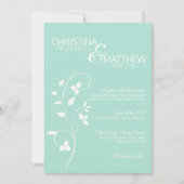 Pastel Mint Green & Light Gray Vine Wedding Einladung (Vorderseite)