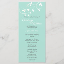 Pastel Mint Green & Light Gray Wedding Zeremonie Programm