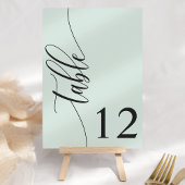 Pastel Mint Green Moderne kalligraphische Hochzeit Tischnummer