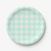 Pastel Mint Green Oaster Kariertes Muster Pappteller (Vorderseite)