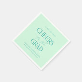 Pastel Mint Green Personalisiert Cheers Grad Party Serviette (Ecke)