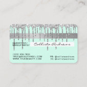 Pastel Mint Green Silver Glitzer Tropfen Credit Visitenkarte (Rückseite)