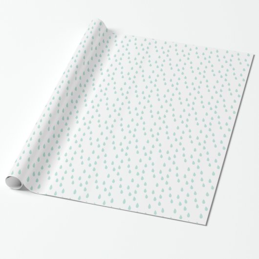 Pastel Mint Green Simple Modern Raindrops Muster Geschenkpapier (Ungerollt)