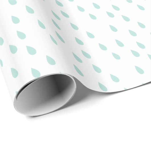 Pastel Mint Green Simple Modern Raindrops Muster Geschenkpapier (Rolleneckpunkt)