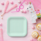 Pastel Mint Green Stripes Sommer Streifen Pappteller (Party)