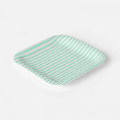 Pastel Mint Green Stripes Sommer Streifen Pappteller (Gewinkelt)