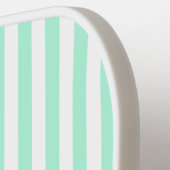 Pastel Mint Green Stripes Sommer Streifen Pickleball Schläger (Linke Seite)