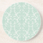 Pastel Mint Green Vintag Floral Damasks Getränkeuntersetzer (Vorne)