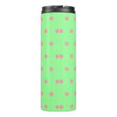 Pastel Mint grüne rosa Punkte Thermosbecher (Rückseite)
