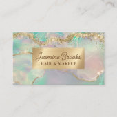 Pastel Mint Lavendel und Gold Glitzer Visitenkarte (Vorderseite)