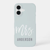 Pastel Mint New Mrs Last Name Bride iPhone 16 Hülle (Rückseite)