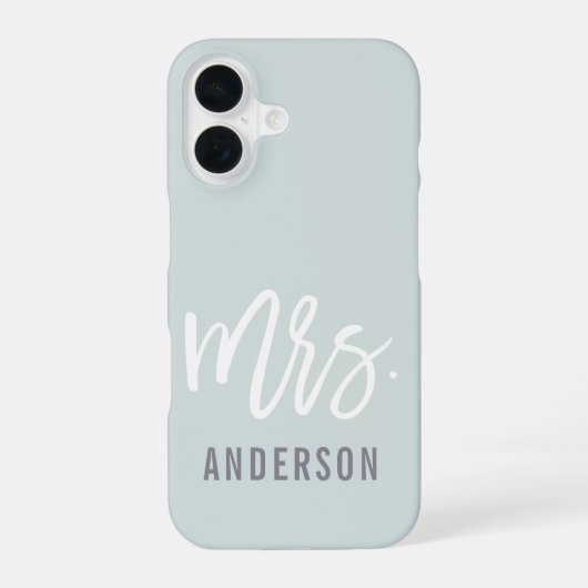 Pastel Mint New Mrs Last Name Bride iPhone 16 Hülle (Rückseite)
