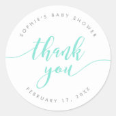 Pastel Mint Relax Script Vielen Dank Runder Aufkleber (Vorderseite)