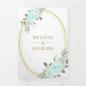 Pastel Mint-Rose in einem QR-Code Dreifach Gefaltete Einladung (Cover)