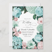 Pastel Mint, Seafoam & Shell Pink Wedding Einladung (Vorderseite)