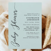 Pastel Mint Simple Modern Script Baby Dusche Einladung