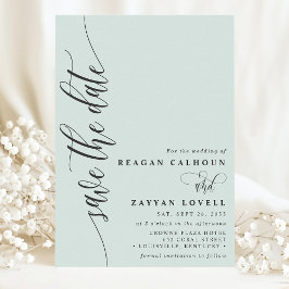 Pastel Mint Simple Modern Script Save the Date