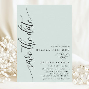 Pastel Mint Simple Modern Script Save the Date