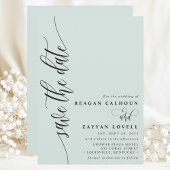 Pastel Mint Simple Modern Script Save the Date