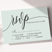 Pastel Mint Simple Script Wedding RSVP Card