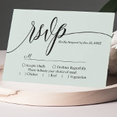 Pastel Mint Simple Script Wedding RSVP Card Karte
