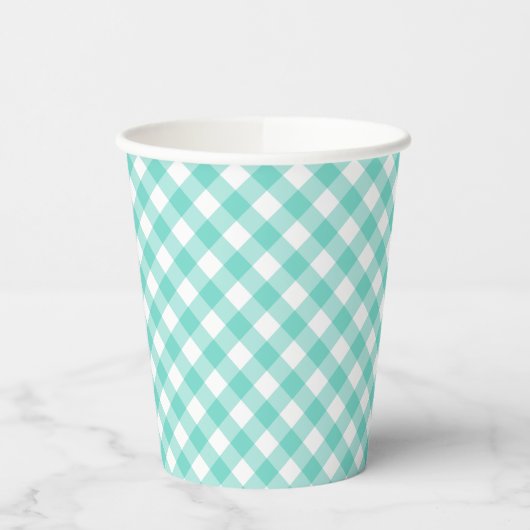 Pastel Mint Turquoise Gingham Paper Cups Pappbecher (Links)
