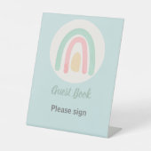 Pastel Minty Blue Rainbow Baby Showbook Sockelschild (Vorderseite)