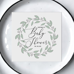 Pastel Minze floral delikate Drehbuch Babydusche Serviette