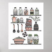 Pastel Mitte des Jahrhunderts Boho-chic Kitchen Wa Poster (Vorne)