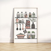 Pastel Mitte des Jahrhunderts Boho-chic Kitchen Wa Poster
