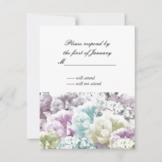 Pastel Mixed Bouquet of Florals Repcard RSVP Karte (Vorderseite)