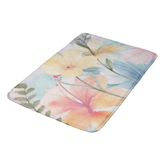 PASTEL MODERN ART BLUME BADEMATTE (Schrägansicht)