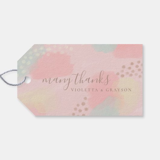 Pastel Modern Art Wedding Geschenkanhänger (Rückseite Horizontal)