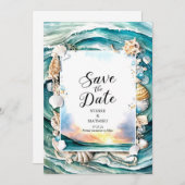 Pastel Modern Beach Wedding Save The Date (Vorne/Hinten)